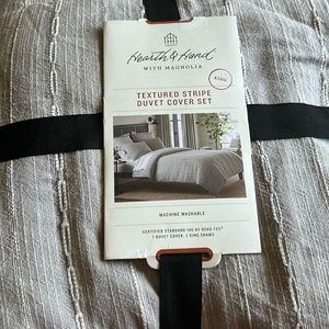 Hearth & Hand Gray King Textured Stripe Duvet Cover Set